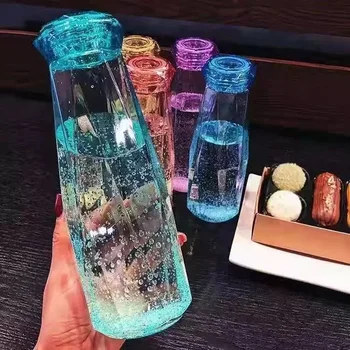 Glass Water Pitcher Cold Water Jug Kettle with Wood Lid Jarra Agua Cristal  Household Luxury Drinkware Juice Bottle Wine Glasses