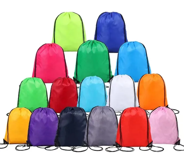 210D polyester bunched shoulder backpack can be customized logo pull rope waterproof outdoor sports backpack