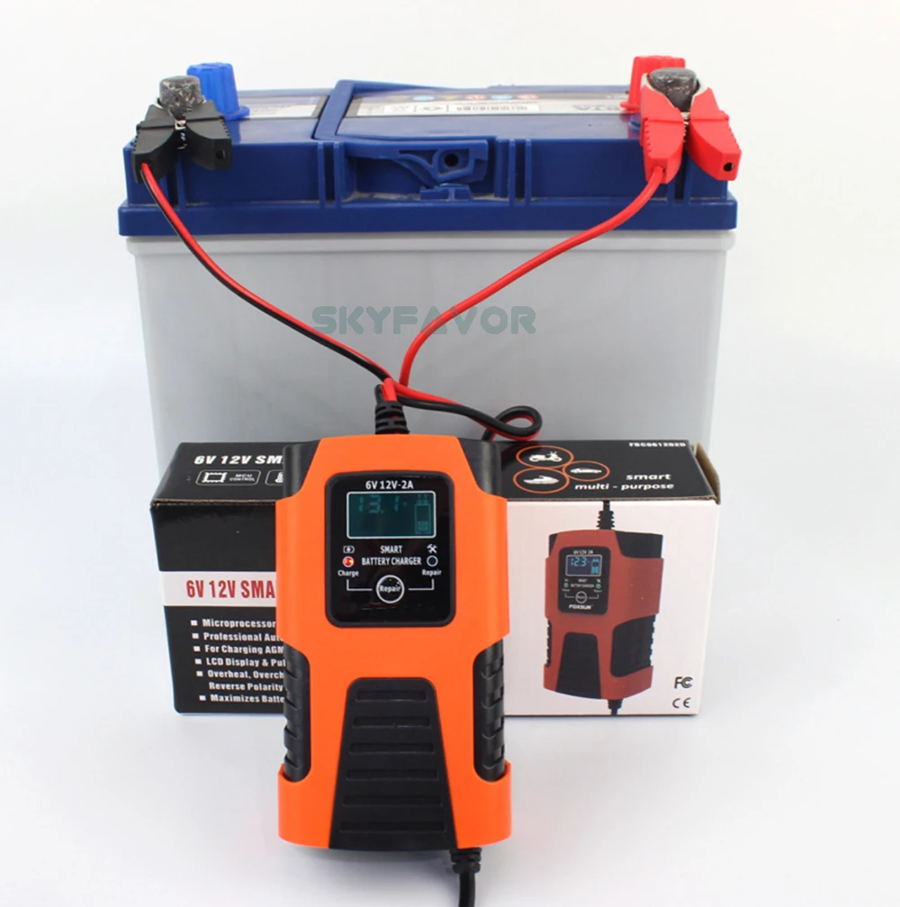 Automatic toy car motorcycle battery charger 12V 6V 2A LCD display Universal Pulse Repair lead acid battery charger with CE ROHS