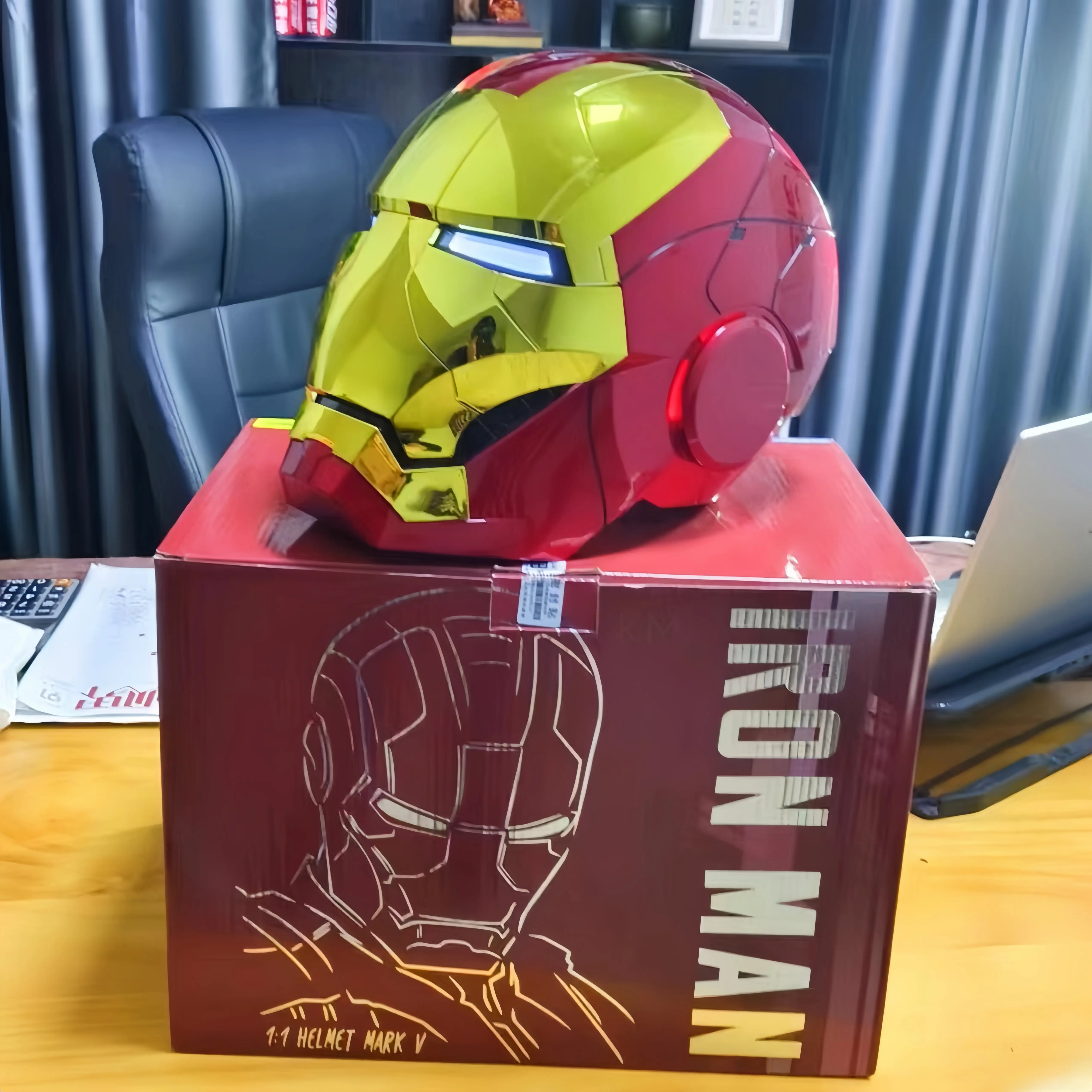 iron man electronic helmet i XSociety®️ Official MK5 - in Built Jarvis AI Machine sound system 10.4 Color:Matte-Black/ Red Rims Casco de Daft Punk Guy-Manuel Check out this new