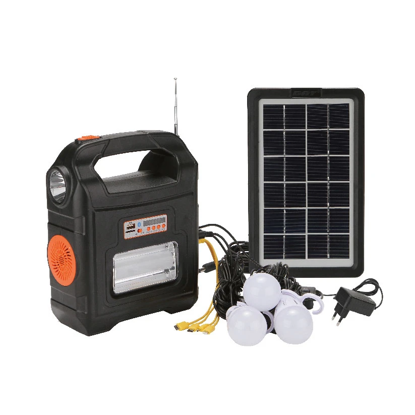 At9026 Factory Price Solar Light System 6v3w Black Panel With Phone ...