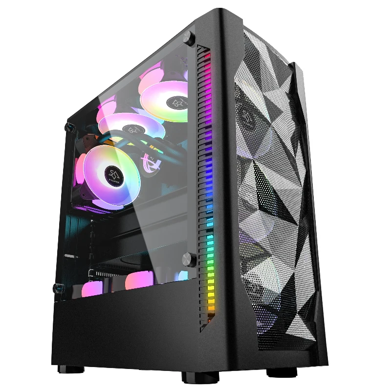 SNOWMAN ゲーミングPCケース ミッドタワーATX対応 透明サイドパネル