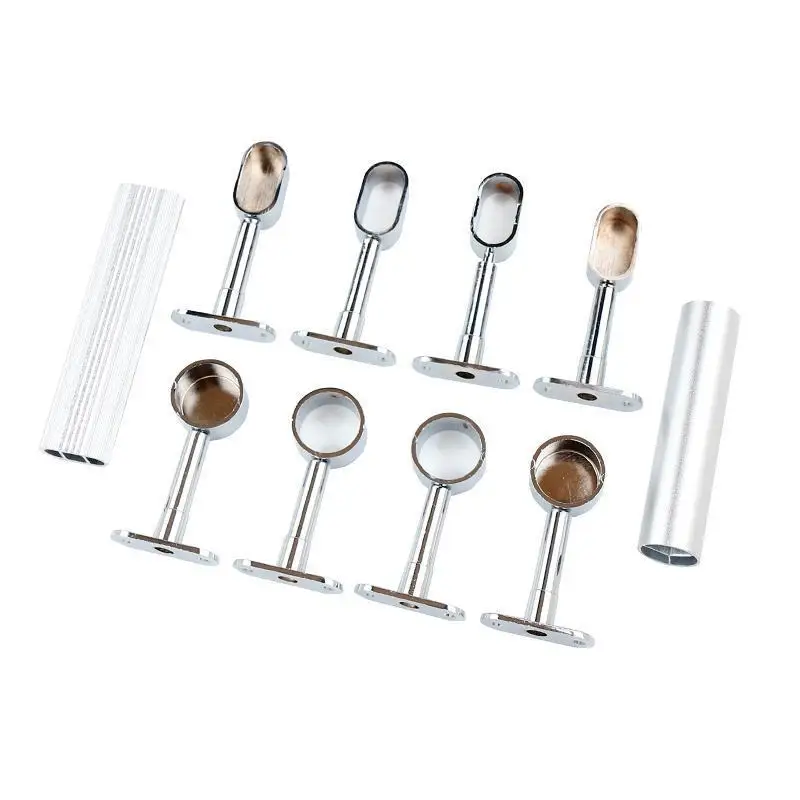 Zinc Alloy Furniture Adjustable Wardrobe Hanging Tube Holder Oval Closet Rail Support Flange Tube Holder