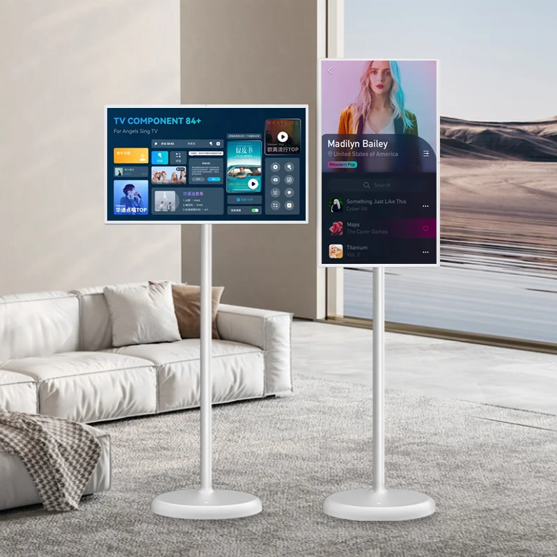 Cheap and Best 32 Inch Smart TV Capacitive Touch Screen Portable Floor Standing Tv Follow by Me Live Tv Screen 4+64Gb Moderning