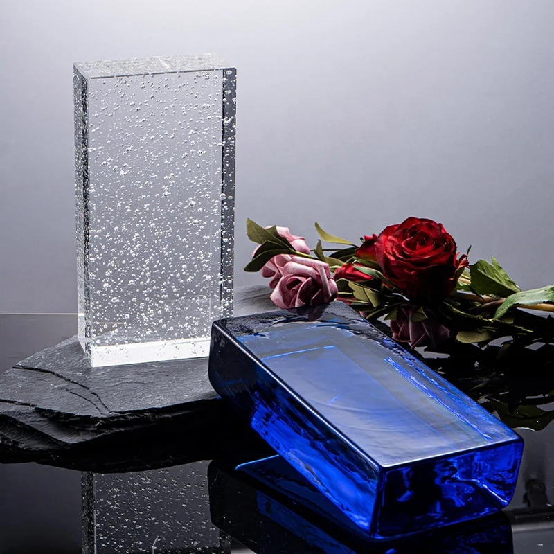 Wholesale Polished Crystal Brick Wall Square Solid Glass Block Clear Yellow Blue Red for Building Decoration Craft Materials