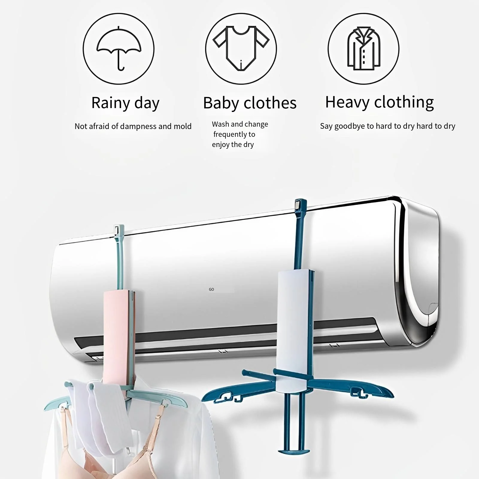 Air conditioning drying treasure multi-functional portable drying hanger travel folding hanger air conditioning drying