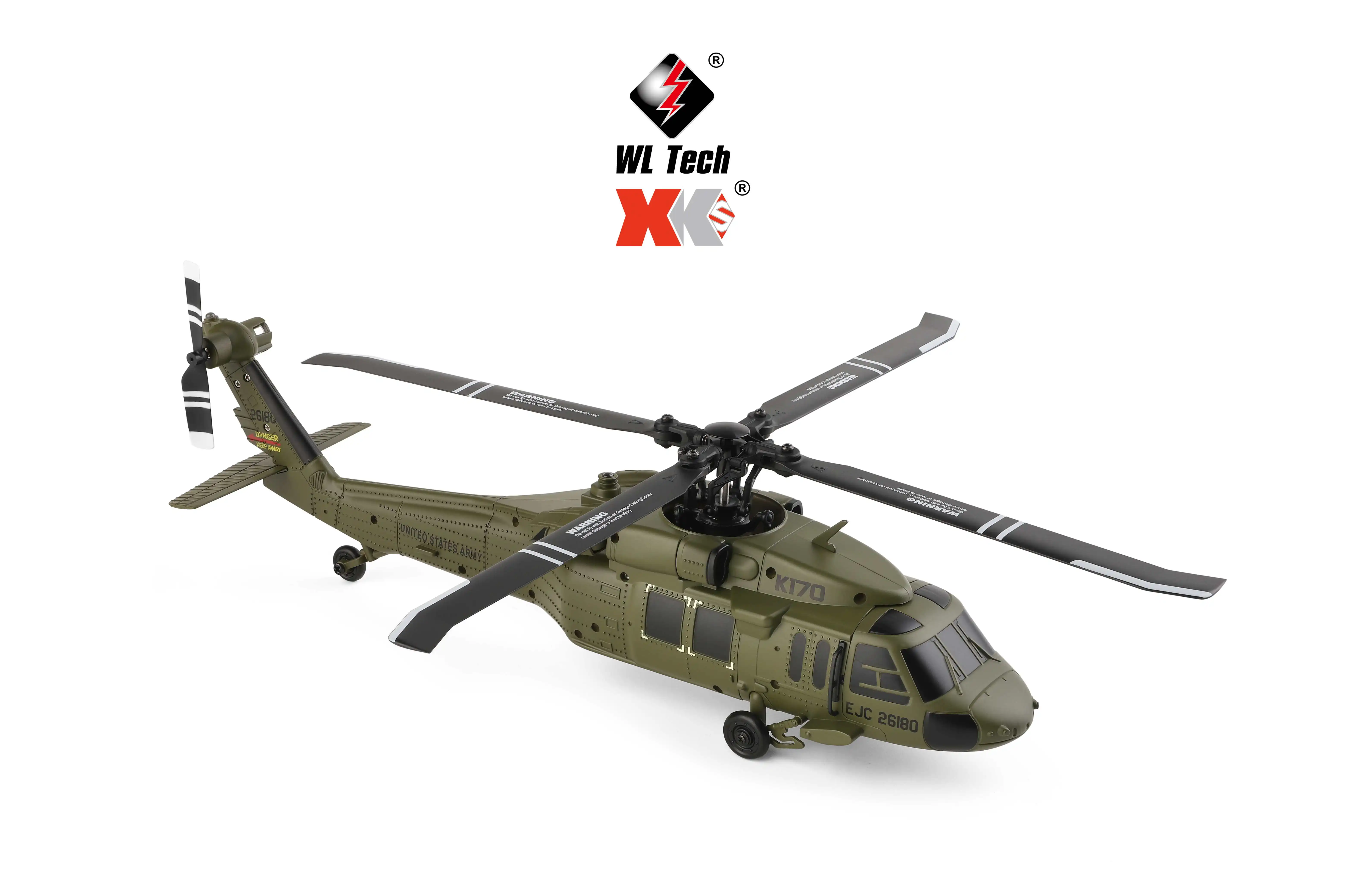 HOSHI Wltoys K170 UH-60L 2.4G 4CH 6-Axis Gyro Brushless Motor Military Green RC Helicopter RTF XK K170 Toys