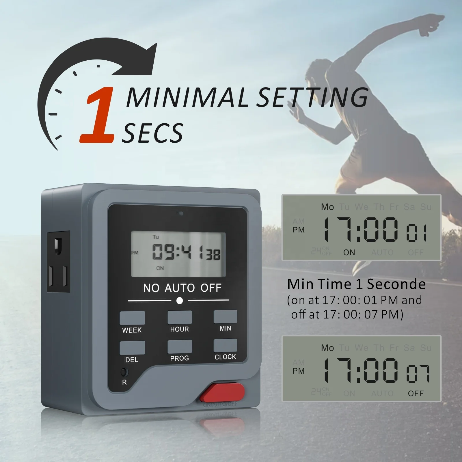 7 Day Programmable Digital Countdown Timer With Dual Outlet For Kitchen