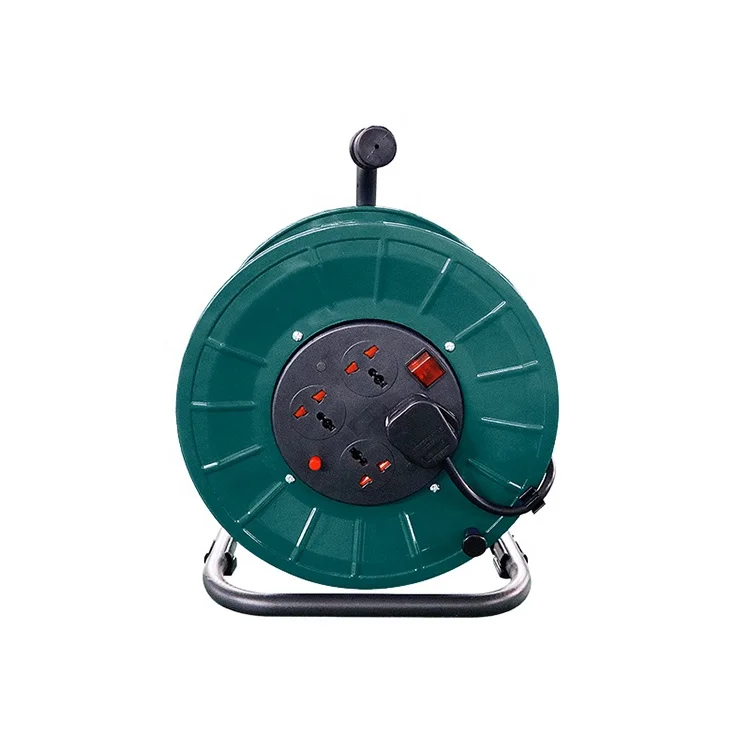 AKKO STAR Heavy Duty Industrial Electric Extension Cord Cable Reel 4 Outlet Sockets with 25m Cable