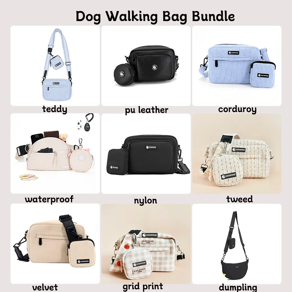 Vegan Leather Dog Walking Bag with Bottle Holder Crossbody Dog Mom Parent Bag Pet Supplies