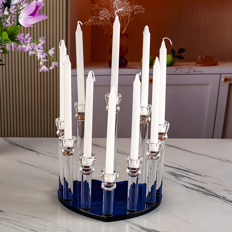 Porte-bougie en cristal en forme de cœur, verre de distribution haute et basse, décoration de mariage et de maison