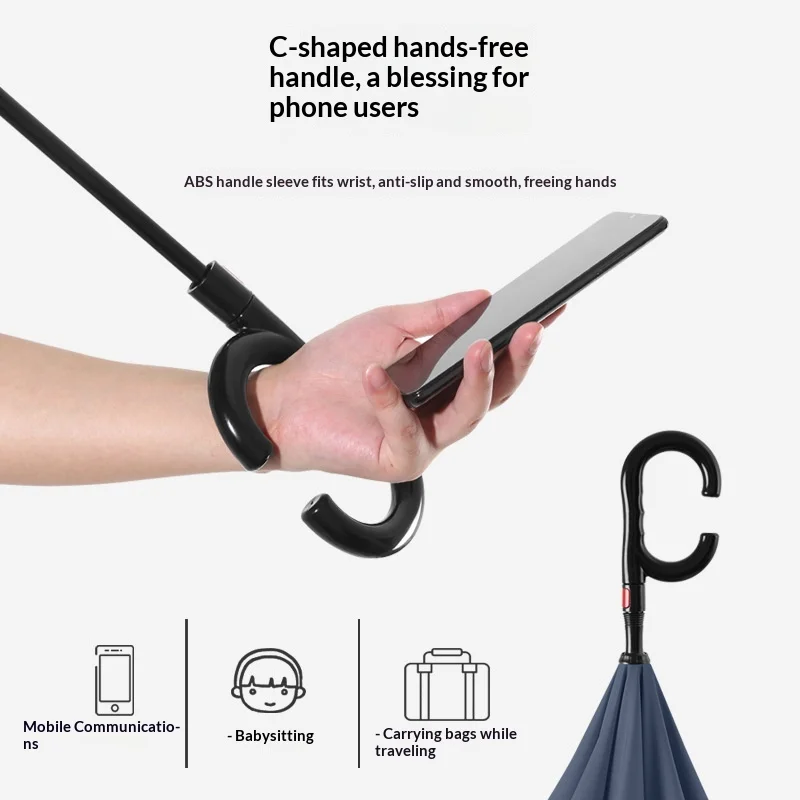 German-style C-shaped Long-handled Inverted Umbrella Automatic Double-layer Large-sized Breathable Reinforced Wind-resistant preview 5