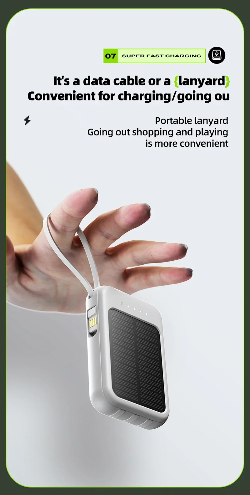 2024 Trending Custom Outdoor Mobile Charger Power Bank Station 20000Mah Portable Mobile Phone Solar Power Bank Built in Cables