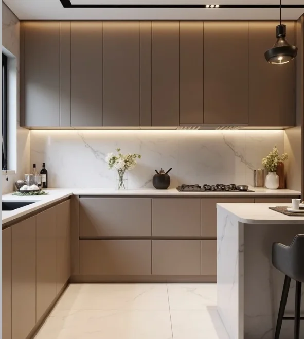Manufacturer Flat Pack Kitchen Cabinet Modern Kitchen Cupboard Wooden Plywood Kitchen Set Made in China