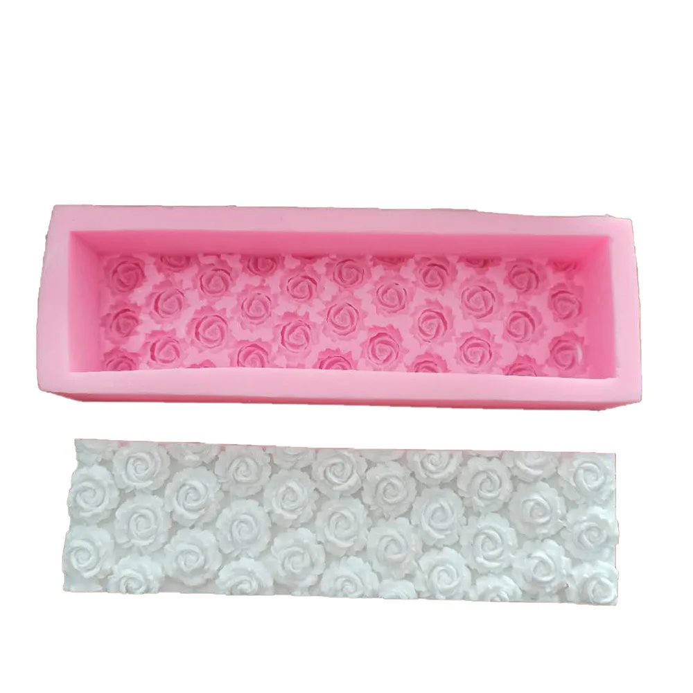 Custom Made Extra Thick 3d Molde De Silicone Rose Flower Rectangular Moulds Making Designed Loaf