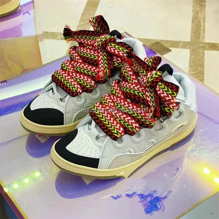 Women's low heel sneakers personalized color contrast casual fashion shoes lace up flat bottom custom large women's shoes