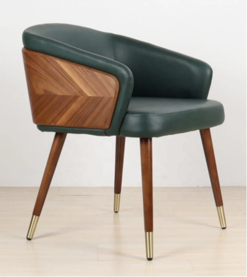 现代豪华高档餐厅木质框架靠背柔软合成革布艺椅家庭餐厅酒店酒吧别墅