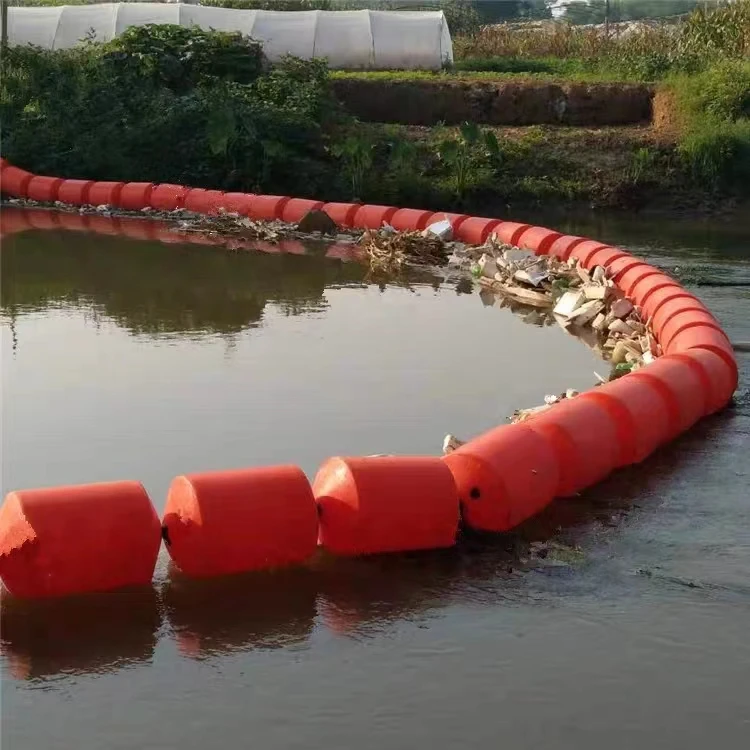 Direct Manufacture HDPE Rotomoulded Marine Pontoon PE Floating Trash Barrier with Piston for Water Seaweed Fence Boom