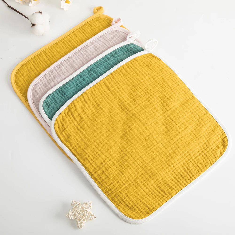 Square Cotton Bibs Wholesale double gauze handkerchief soft baby burp cloth cotton muslin small square factory