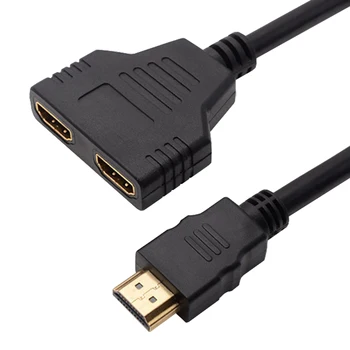 HDMI 1 in 2 out 1 to 2 way male to dual HDMI 2 female HDMI splitter cable switch converter cable adapter30cm for HD LED LCD TV