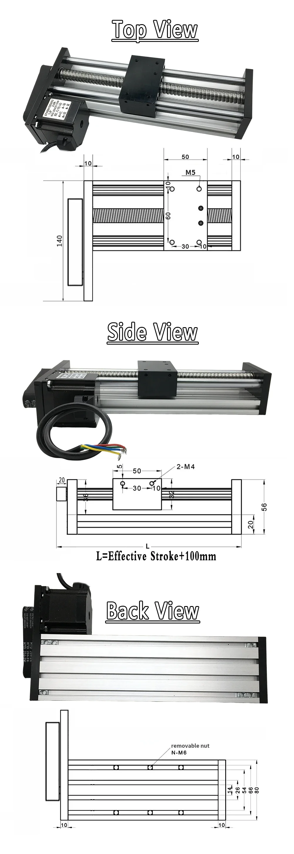 Synchronous Pulley Linear Rail Kit Sliding Table Module Slide Stage 50 ...