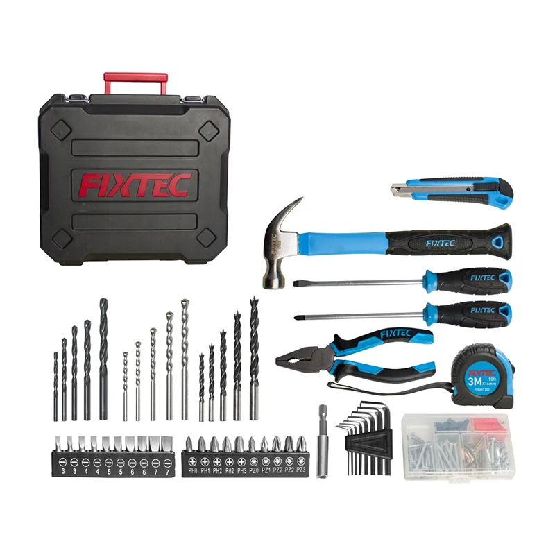 FIXTEC China Professional Power Tools Combo Set 110V Portable Electric 13mm Impact Drill Machine Kit With 210Pcs Accessories