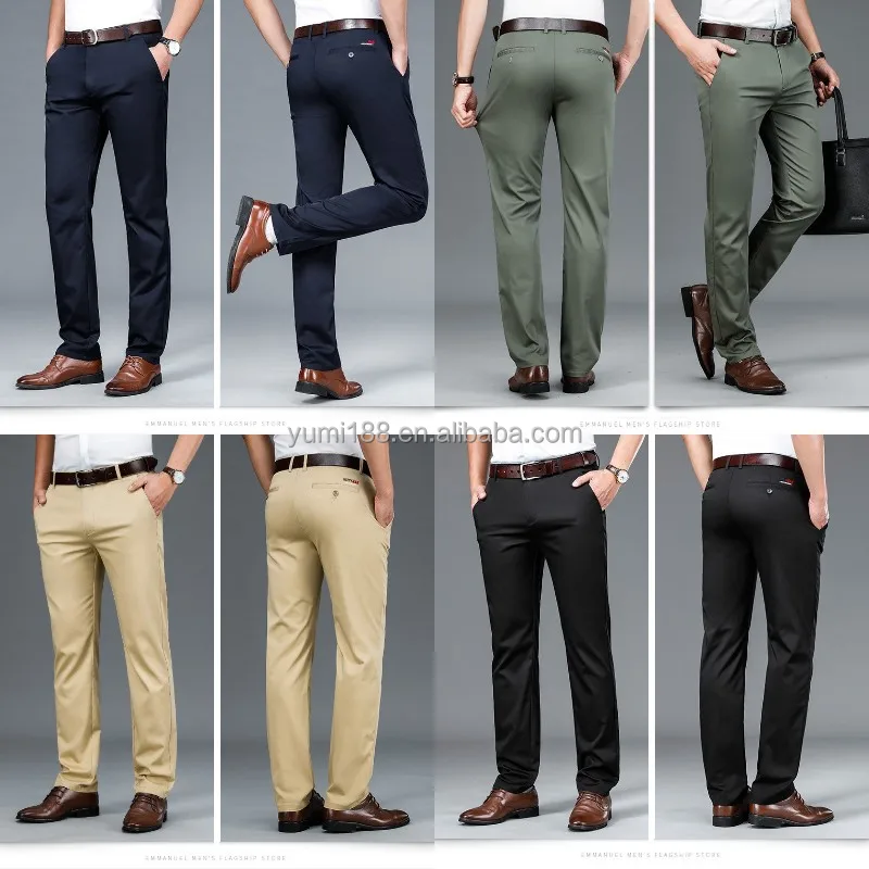 Wholesale Office Khaki Mens Business Pants Black Cotton Spandex Chino ...