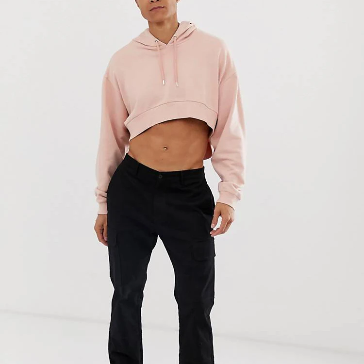 Mens Crop Top Design Crop Hoodie OEM Custom Blank Crop Top Hoodie