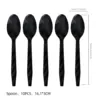 Cuillère en plastique noire-10 pièces
