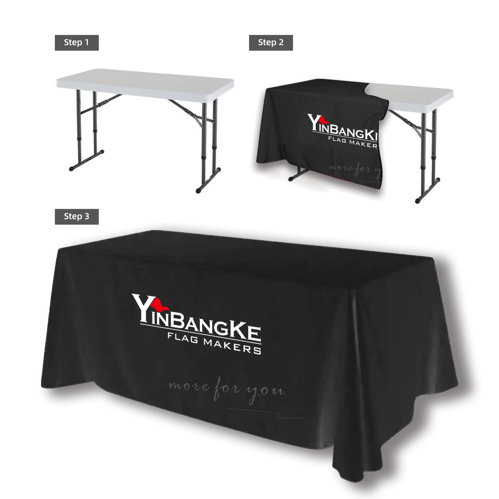 Custom Printed Rectangle Tablecloths 4ft 6ft 8ft for Business Advertising Events & Exhibitions Featuring Logo & Company Name