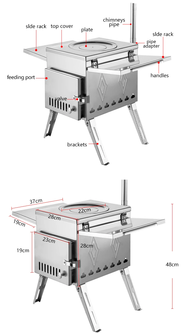 Outdoor Picnic Wood Stove Portable Firewood Camping Heating Picnic