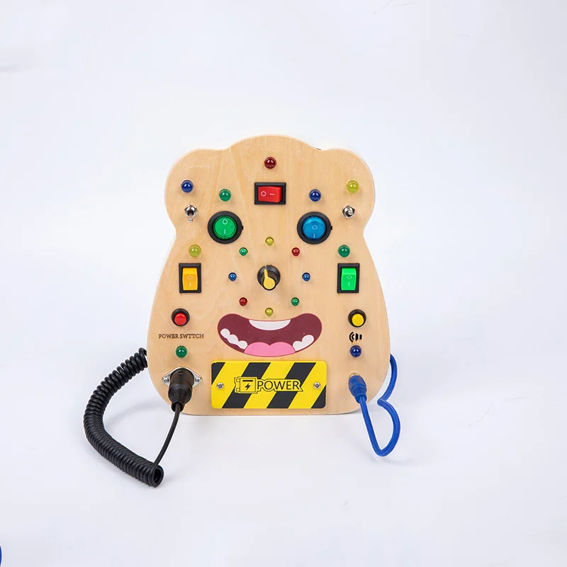 High quality kids education toys electronic led early physical baby wooden busy board montessori toys for toddler