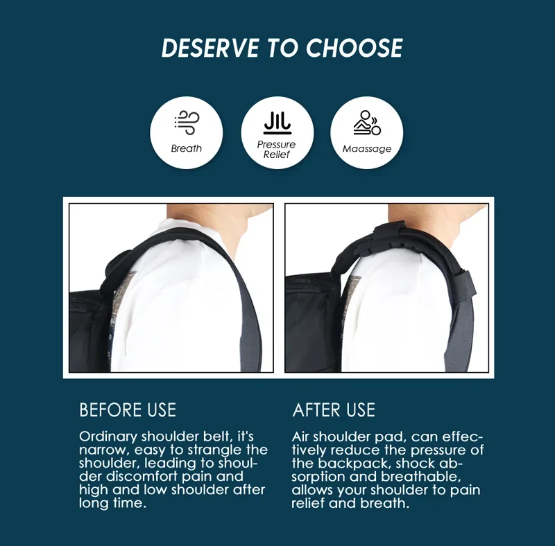 Shoulder Inflatable Triple Row Adjustable Air Inflatable Shoulder Pad for Backpack