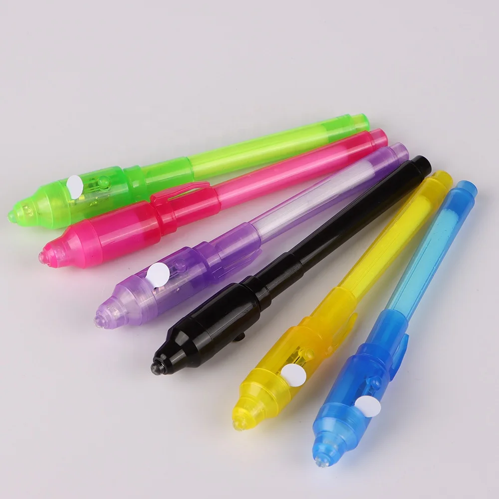 Hot Selling Logo Sports Pen Promotional Magic Invisible Ink Spy Pen with UV Light Plastic Material