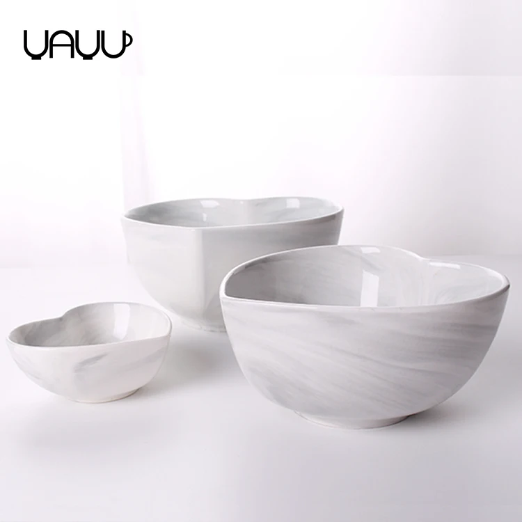 FENN Elegant wedding decoration heart shape marble ceramic bowl set / candy / salad bowl for gifts