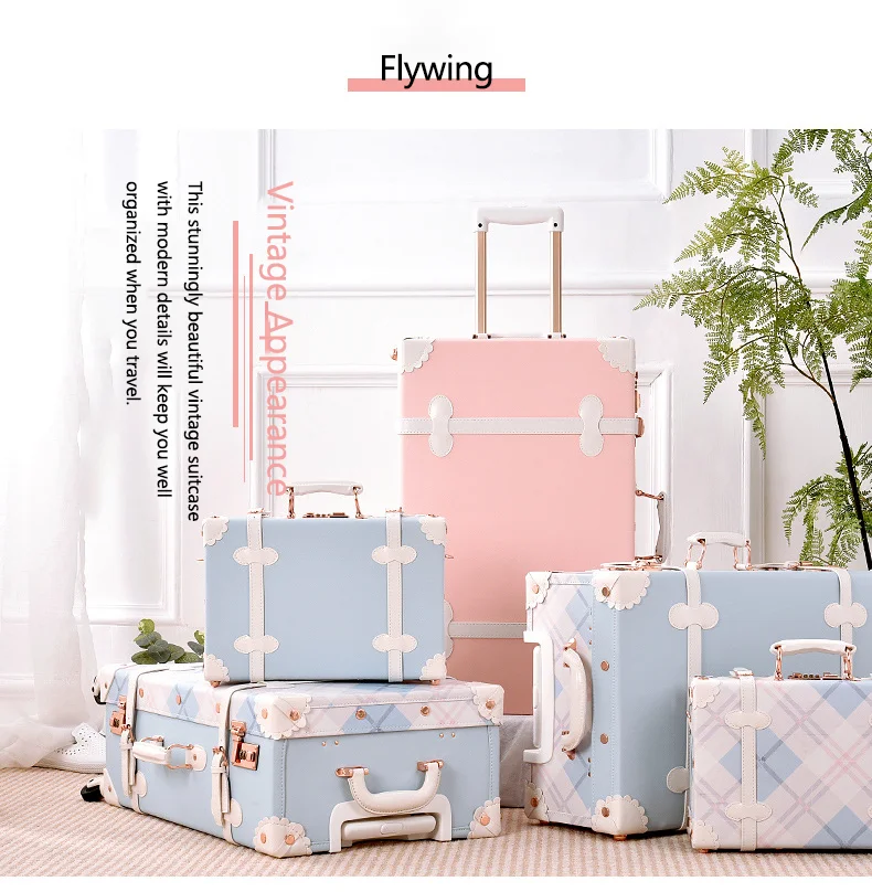 Factory Embossed Pink Vintage Suitcase Set 26 Inch Pu Leather Spinner   H62224139115d40ab9745d41d758494a4z 