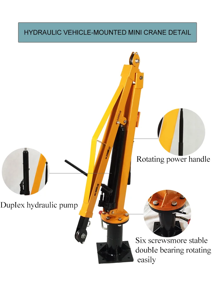 Mini Hydraulic Electric Winch 12v Pickup Truck Crane Mounted Lifting