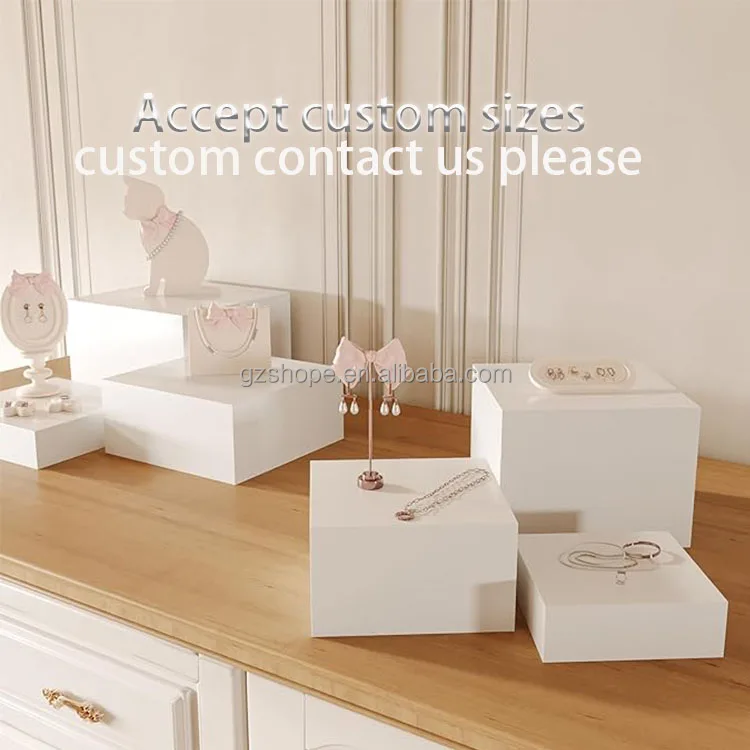 SHP Factory Custom Acrylic Display Cube Sets Wedding Party White Acrylic Catering Buffet Risers For Food Display Stand