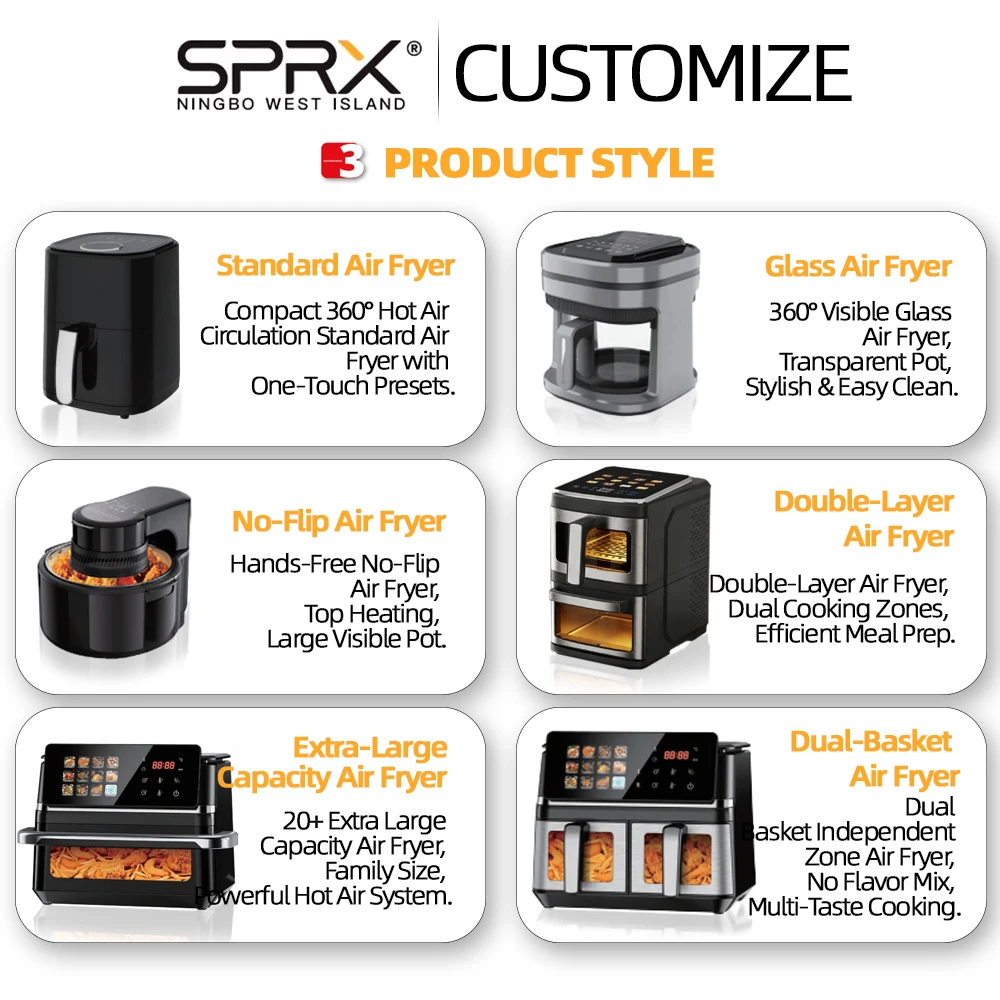 Electric Fryer 10L Home Use Family Size Hot Deep Air Fryer Stainless Steel Without Oil f aperçu 3