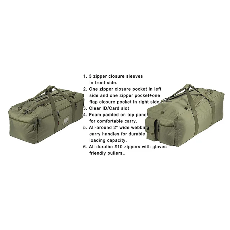 Customized Large Tactical Duffle Bag Travel Sports Equipment Duffel Luggage Backpack Tactical Gear Bag Backpack