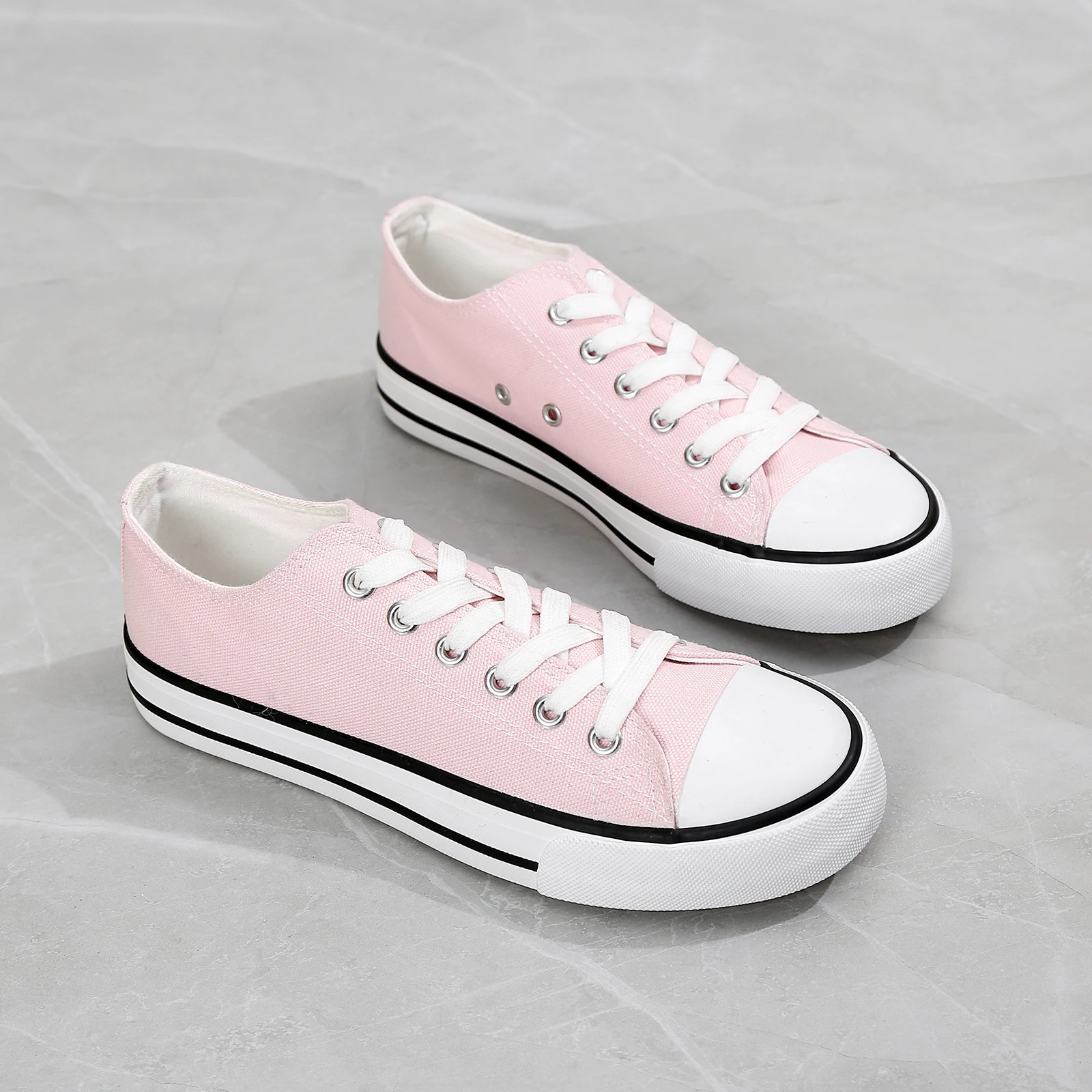 Wholesale Pink 2024 Customized Sneakers Canvas Shoes For Women High Quality Custom Logo Oem