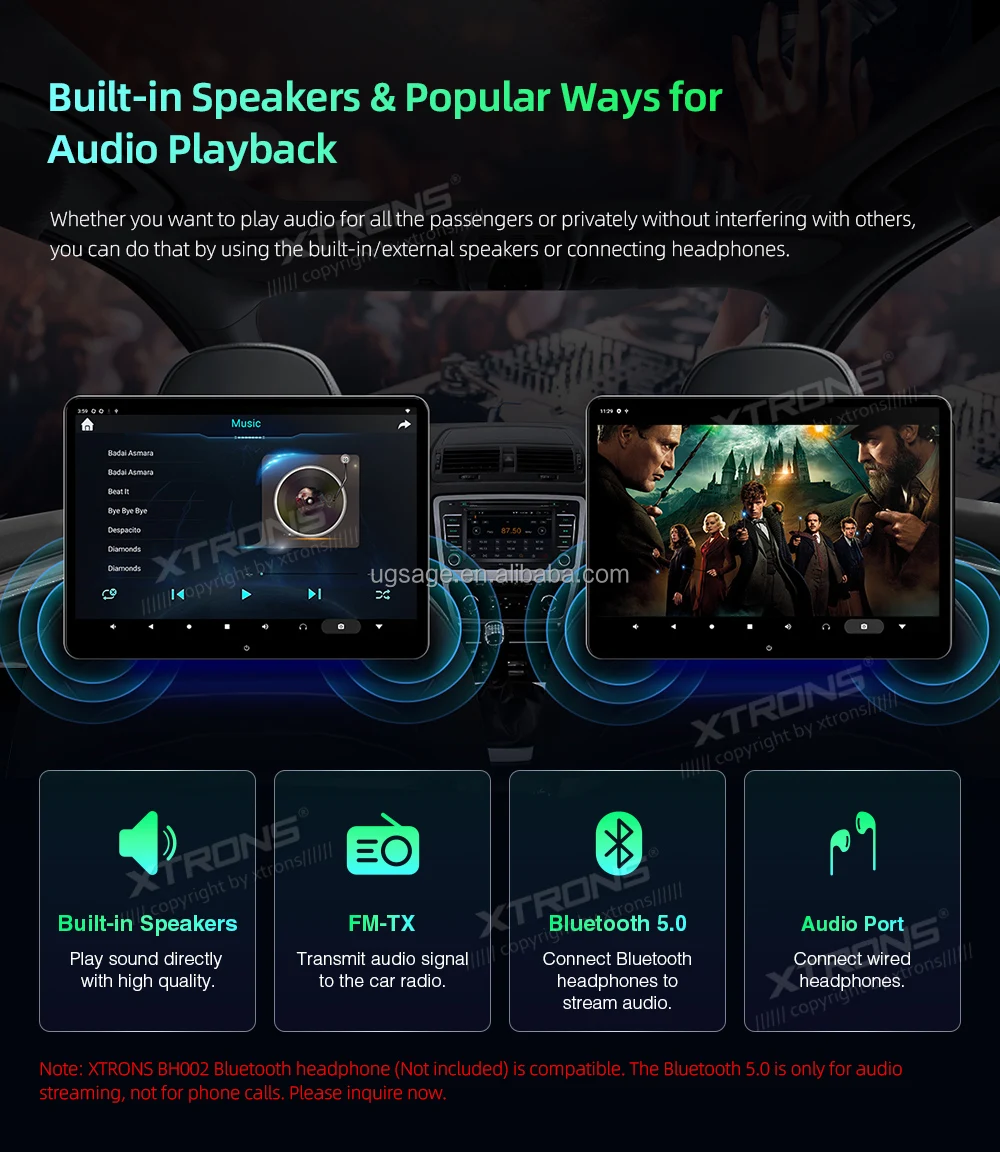 Xtrons 14 Inch Portable Rear Seat Entertainment System Android Car