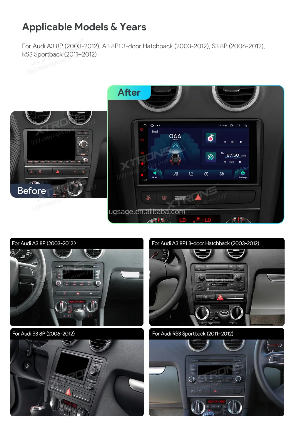 Xtrons 8" Car Stereo For Audi A3 S3 Rs3 Android 12 8core 4+64gb Carplay ...