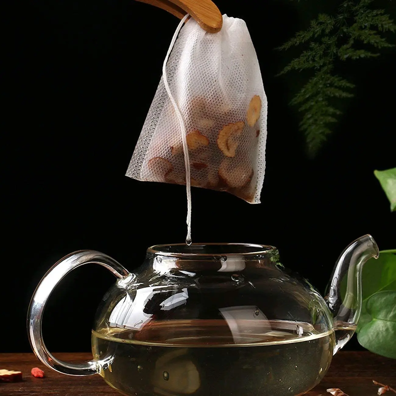 In Stock Biodegradable Tea Bags With Cotton Draw Strings Eco Wood Pulp