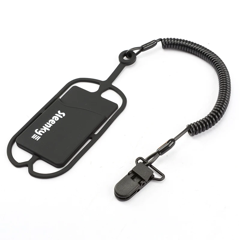 small coil spring cell phone lanyard safety coil lanyard with key ring