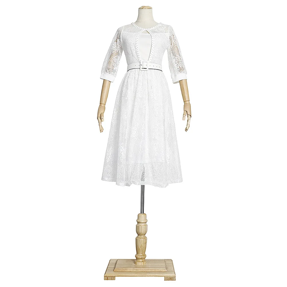 Women's Summer Elegant Chic V-Neck Chiffon Tunic Dress Half Sleeves  Patchwork Bodycon for Casual Work Office Office Work Dress