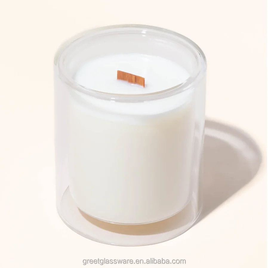 New Arrival Colorful Hand Blown Double Wall Glass Candle Jars