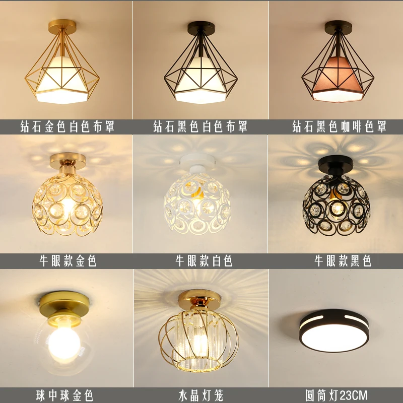 Modern Creative Home Decor LED square Strip Light Glass Iron Ceiling Lamp for Entrance Aisle Corridor Bedroom  Cloakroom Hall