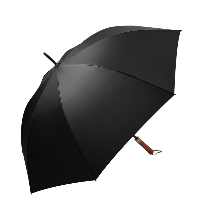 Wooden-Handle Letter-Engraved Men’s Business Long-Handle Semi-Automatic Golf Umbrella British Retro Wind-Resistant Gift preview 5
