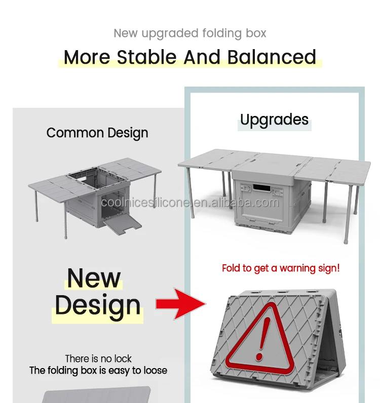 Car Camping Kitchen Box Plastic Folding Box Portable Storage Bin Boxes